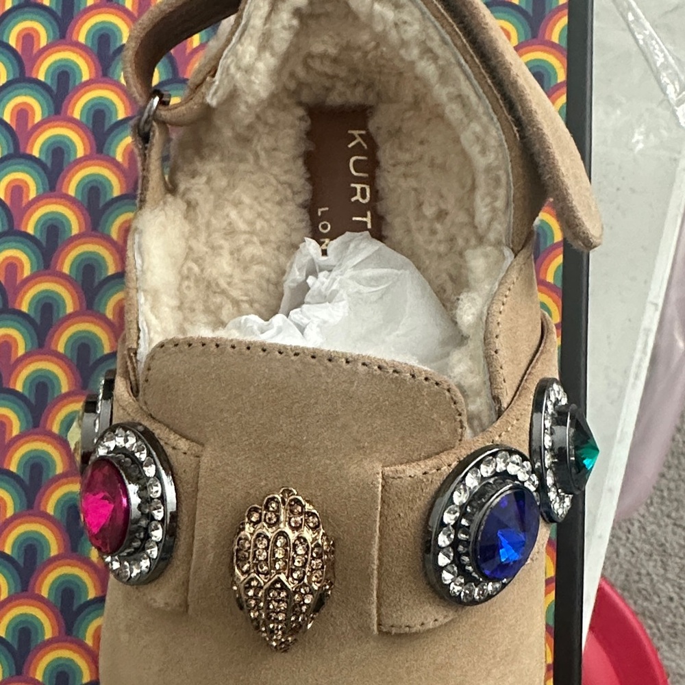 Kurt Geiger Tan Slip-On Shoes with Gem Accents - Picture 2 of 6